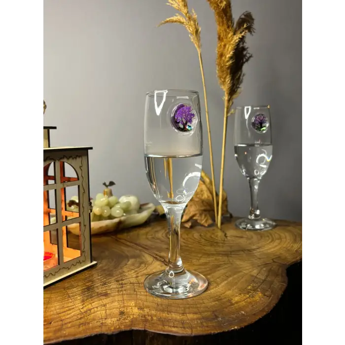 ŞAMPANYA KADEHİ AĞAÇ FİGÜRLÜ 2Lİ