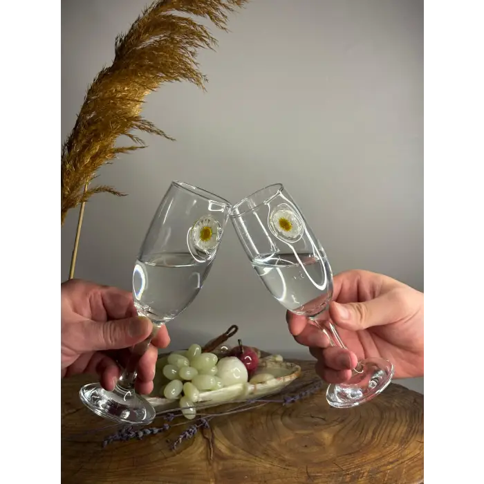 ŞAMPANYA KADEHİ PAPATYA FİGÜRLÜ 2Lİ