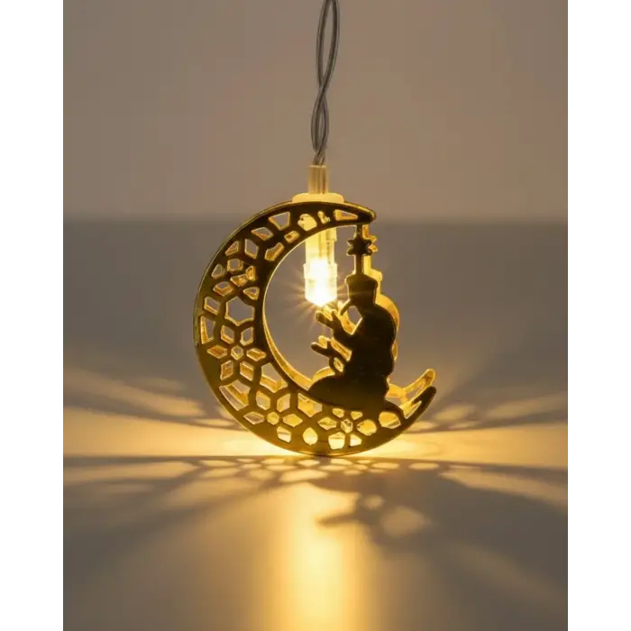 Secde Eden Adam Figürlü Ay Tasarımlı Ramazan LED Işık