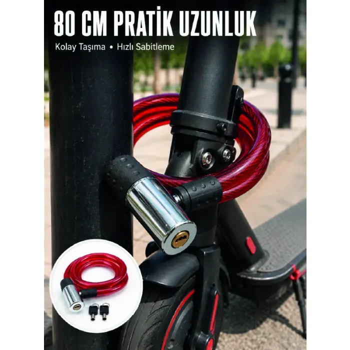 Şeffaf PVC Kaplamalı Anahtarlı Bisiklet Kilidi ile Güvenli Park Deneyimi