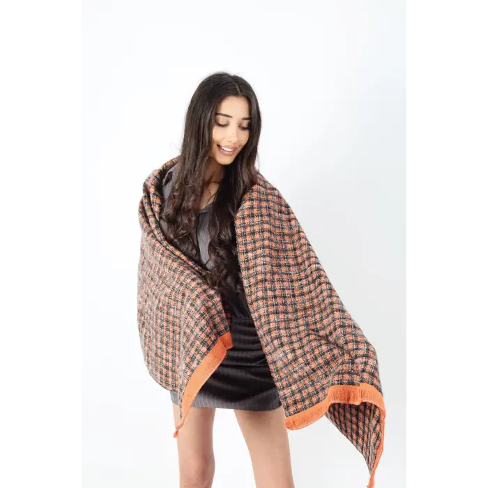 Şık Kullanım Pamuk Polyester Şal-Kahverengi