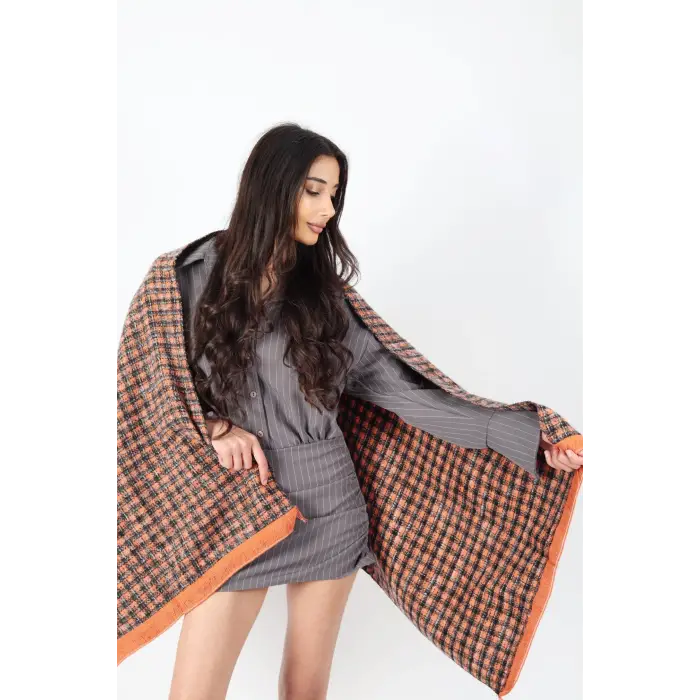 Şık Kullanım Pamuk Polyester Şal-Kahverengi