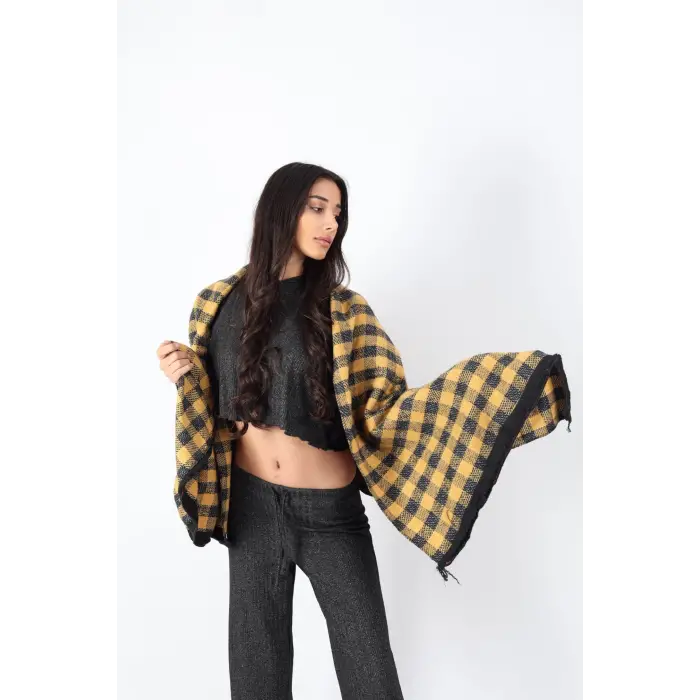 Şık Kullanım Pamuk Polyester Şal-SARI