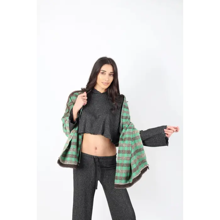 Şık Kullanım Pamuk Polyester Şal-Yeşil