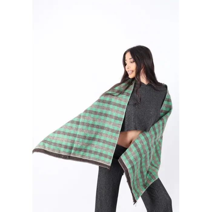 Şık Kullanım Pamuk Polyester Şal-Yeşil