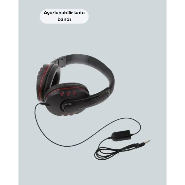 Stereo KırmızıKulaklığı Yumuşak Pedli Mikrofonlu