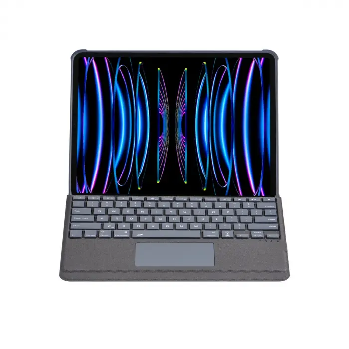 T5509D iPad Pro 12.9 (2022) Kılıf Palermo Ledli Klavyeli Standlı Tablet Kılıfı - Siyah