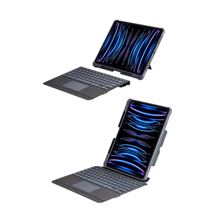 T5509D iPad Pro 12.9 (2022) Kılıf Palermo Ledli Klavyeli Standlı Tablet Kılıfı - Siyah