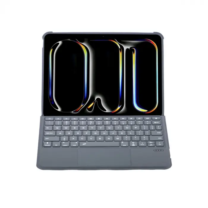 T5510D iPad Pro 13 (2024) Kılıf Palermo Ledli Klavyeli Standlı Tablet Kılıfı - Siyah