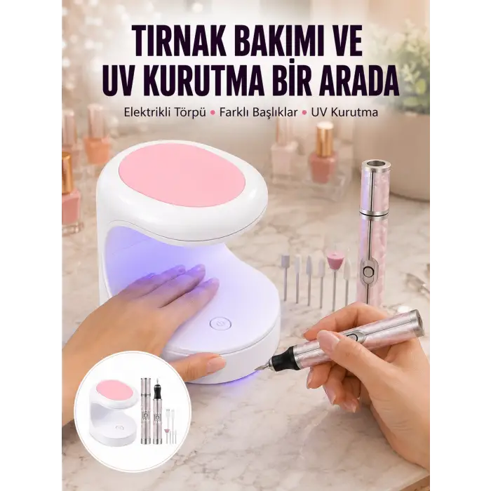 Tırnak Matkabı ve LED Oje Kurutucu 2’li Profesyonel Bakım Seti Yeni Nesil