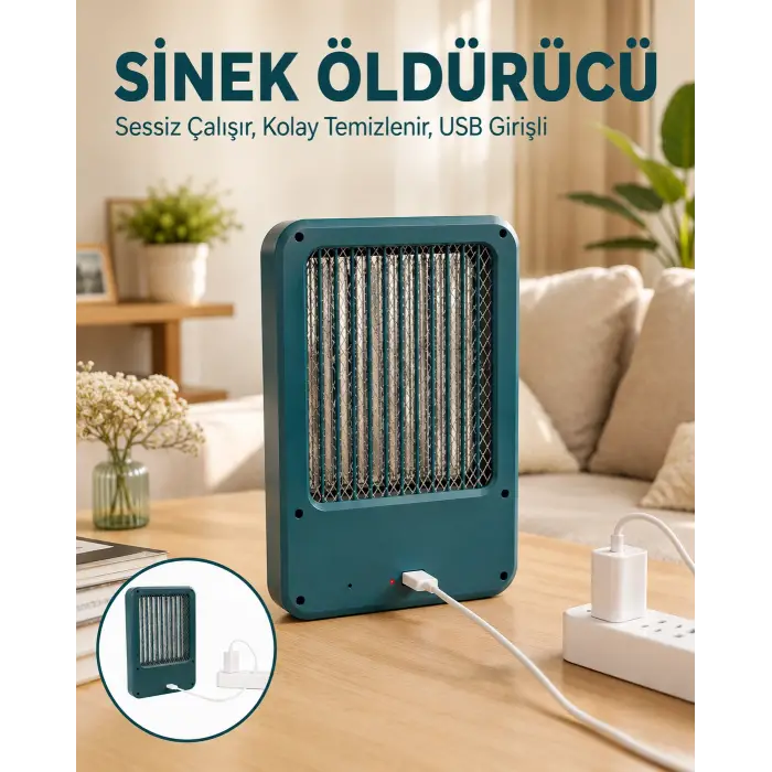 USB Girişli Sessiz Çalışan Sinek ve Böcek Öldürücü Cihaz