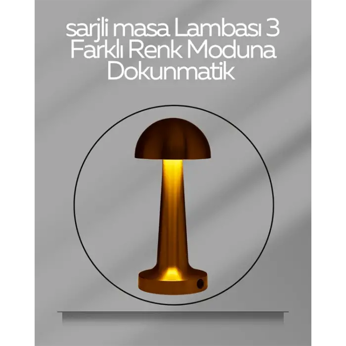 USB Şarjlı Dokunmatik LED Masa Lambası – 3 Renk Modu & Dimmer