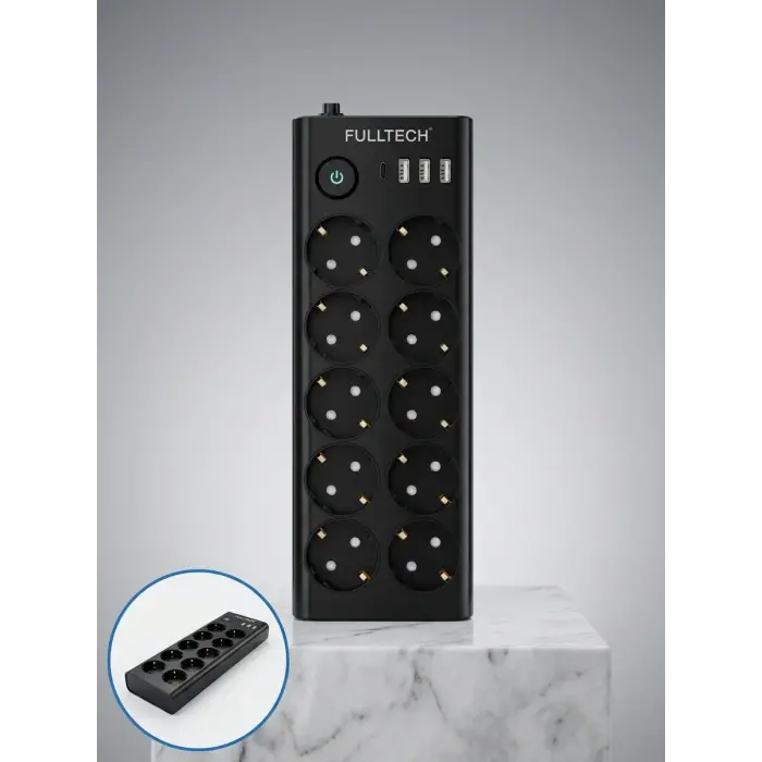 USB ve Type-C Şarj Özellikli 10lu Çoklu Priz