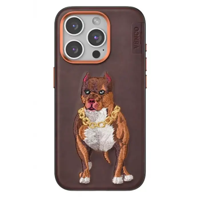 Venco Apple iPhone 14 Pro Max Perma Desenli Kapak - Kahverengi