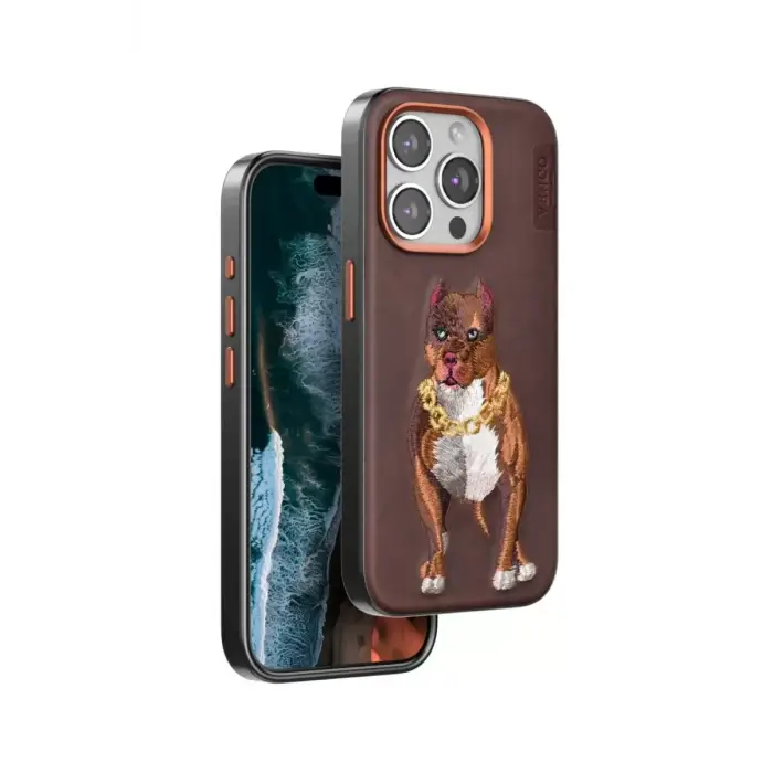 Venco Apple iPhone 14 Pro Max Perma Desenli Kapak - Kahverengi
