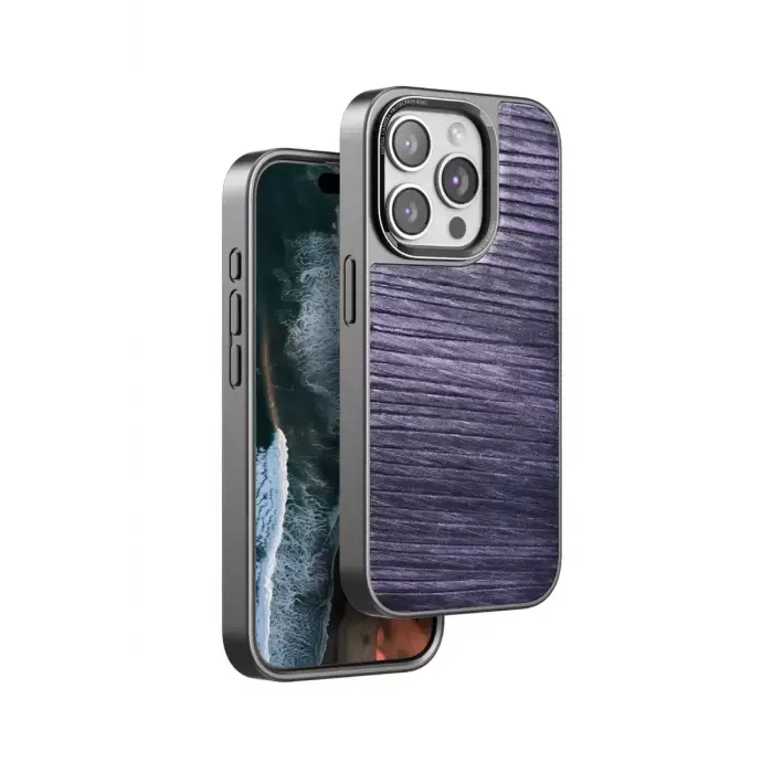 Venco Apple iPhone 15 Pro Max Wave Kapak - Derin Mor