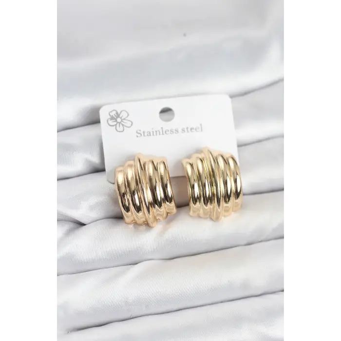 Vintage Model 316L Çelik Gold Renk Kadın Küpe