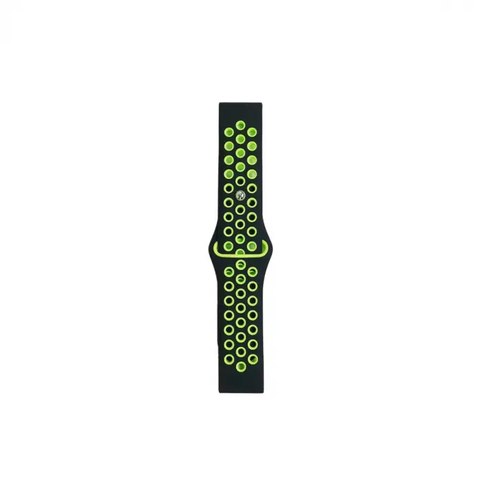 Watch 20mm Spor Delikli Kordon - Siyah-Yeşil