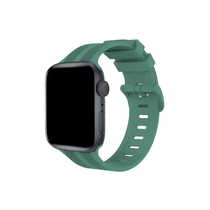 Watch 38mm KR408 Çizgili Silikon Kordon - Yeşil