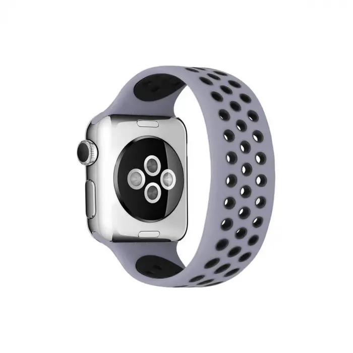 Watch 42mm Ayarlı Delikli Silikon Kordon - Gri-Siyah