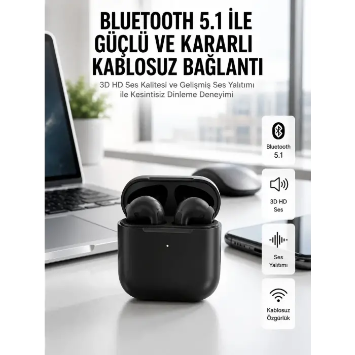 Yeni Nesil Bluetooth Kulaklık İOS Android Uyumlu HD Ses Performansı