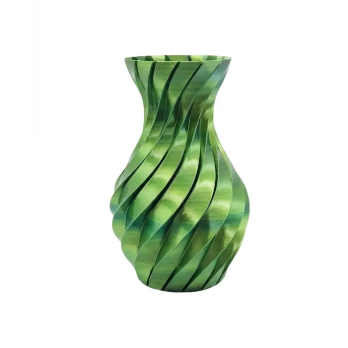 Yeşil Spiral 3D Baskı Vazo Estetik Modern Ev Ofis Dekoru