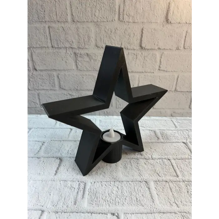 Yıldız Mumluk Siyah Modern Salon ve Raf Dekoru