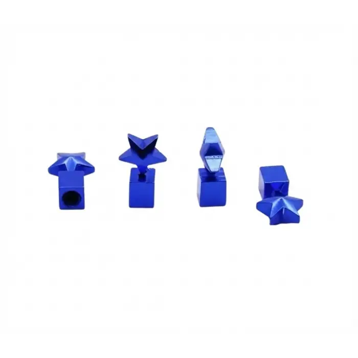 Yıldızlı Alüminyum Sibop Kapağı 4'lü Set Mavi