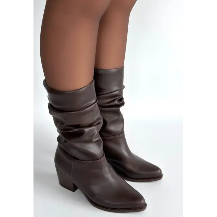 Yior Acı Kahve Cilt Topuklu Bot