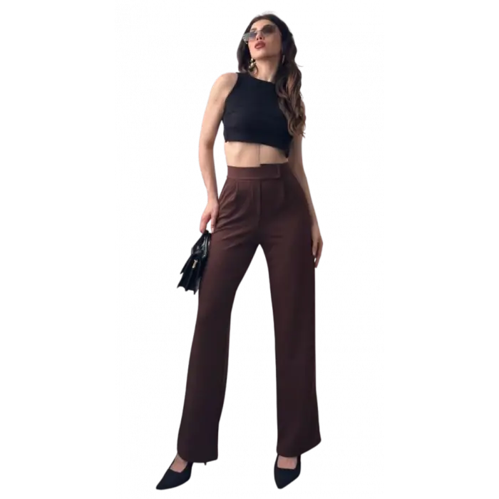 Yüksek Bel  Biyeli Pantolon - SİYAH