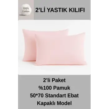 %100 PAMUK YASTIK KILIFI 50*70 ( 2 ADET) -PEMBE