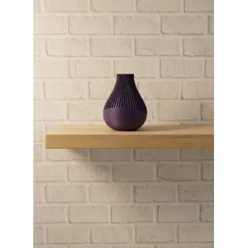 11 cm Mor Minimal Çizgili Vazo Masa Üstü Şık Dekor Objesi