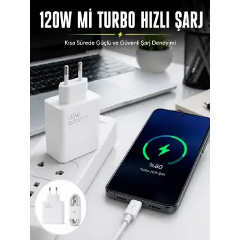 120W Şarj Aleti Type-C Uyumlu Turbo Şarj Aleti Yeni Nesil