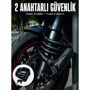 180 cm Uzun Çelik Halatlı Anahtarlı Kilit ile Güvenli Park Deneyimi