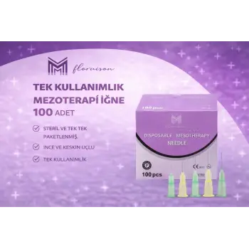 27G X 4MM Mezoterapi Steril Enjeksiyon İğnesi 100 Adet 1 Kutu