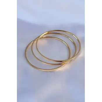 316L Çelik Gold Renk 3'lü Ajda Model Kadın 60 mm Bilezik