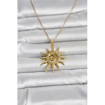 316L Çelik Gold Renk Bohem Güneş Model Kadın Kolye