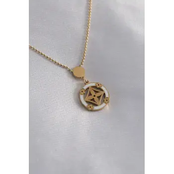 316L Çelik Gold Renk Çiçek Figür Kadın Kolye