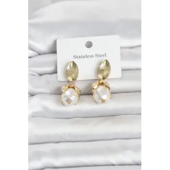 316L Çelik Gold Renk Çiçek Model Kadın Küpe