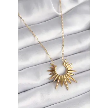 316L Çelik Gold Renk Güneş Model Vintage Kadın Kolye
