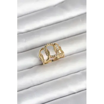 316L Çelik Gold Renk Samanyolu Model Kadın Yüzük