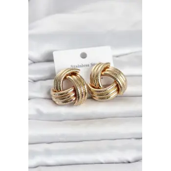 316L Çelik Gold Renk Sarmal Model Kadın Küpe