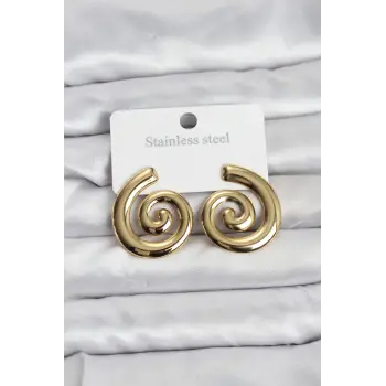 316L Çelik Gold Renk Sarmal Modelli Kadın Küpe