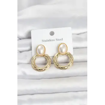 316L Çelik Gold Renk Vintage Model Kadın Küpe