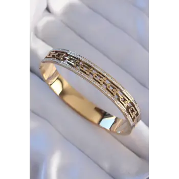 316L Çelik Gold Renk Zirkon Taşlı Model Kelepçe