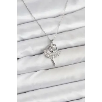 316L Çelik Gümüş Renk Balerin Model Kadın Kolye