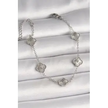 316L Çelik Gümüş Renk İşlemeli Baby Boy Yonca Model Kadın Bileklik