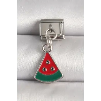 316L Çelik Gümüş Renk Karpuz Dilim Model Charm