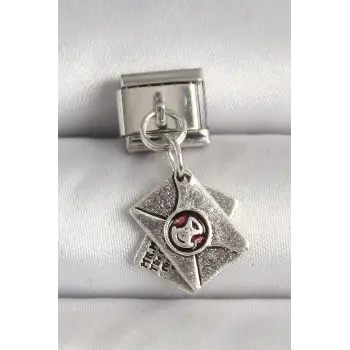 316L Çelik Gümüş Renk Mektup Model Charm