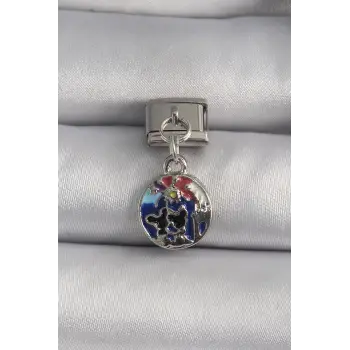 316L Çelik Gümüş Renk Sallantı Dünya Model Charm